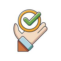 Hand Holding a Check Mark Circle Symbol of Approval, Success, and Completion vector