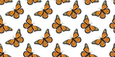 A Vibrant and Colorful Design Featuring a Beautiful Pattern of Monarch Butterflies in Flight. spring seamless pattern vector