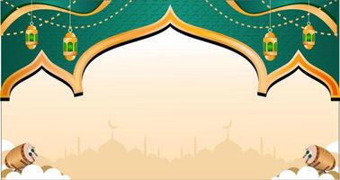 Ramadan Kareem background with gold and green color luxury style vector
