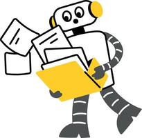 A flat style illustration of robot worker holding documents vector