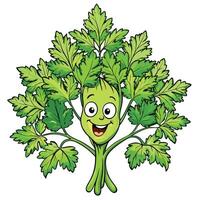 A cartoon green parsley plant with a happy face vector