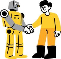 Robot interaction with human, flat style illustration vector