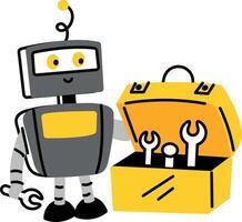 A flat style illustration of robot tools kit vector