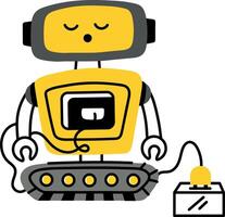 Robot changing system illustration in flat style vector