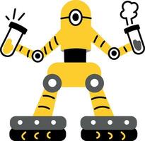 A flat style illustration of lab robot doing experiment vector