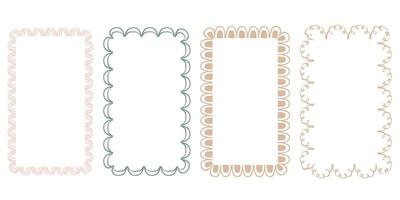Hand drawn lace scalloped frames. Square, round and rectangle scalloped frames vector