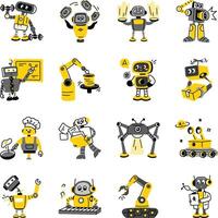 Set of Linear Style Robot Innovation Illustrations vector