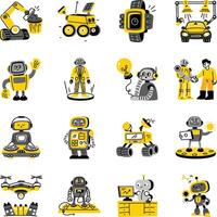 Collection of Robotics and Futuristics Flat Illustrations vector