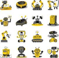 Collection of Flat Style Robot Illustrations vector