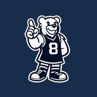 A bear wearing a basketball uniform with the number eight vector