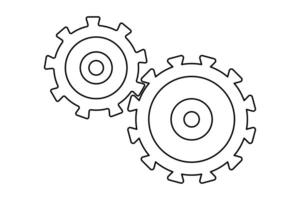 outline Icon symbol of Interlocking gears symbolizing teamwork vector