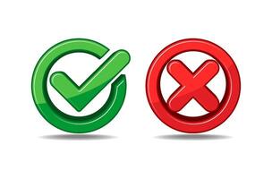Yes or no 3D checkmarks vector