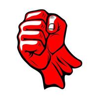 Red hand clenched fist vector