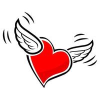 Heart with wings icon vector