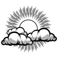 Sun with clouds icon vector
