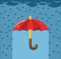 Red umbrella with rain background vector
