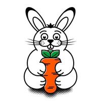 cartoon white rabbit with carrot vector