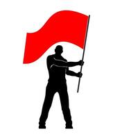protesting man silhouette with flag vector
