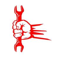 Hand of Worker with wrench. Symbol of heavy mechanical work, protest, fight for your rights. vector