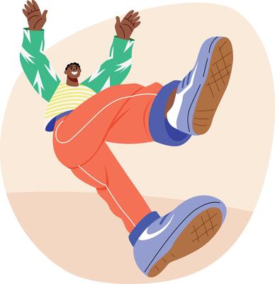 A flat style illustration of a character doing freestyle dance