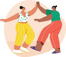 Happy dancing characters illustration in flat style vector