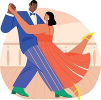 Tango performance of a couple, flat style illustration vector