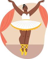 Ballerina dancing performance illustration in flat style vector