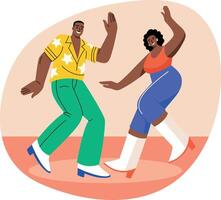 Synchronized duo of two dancing characters, flat style illustration vector