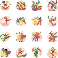 Bundle of Flat Style Dancing Characters Illustrations vector