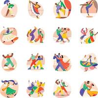 Set of Flat Style Dance Performance Illustrations vector