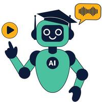 Cute ai robot generates audio and plays it vector