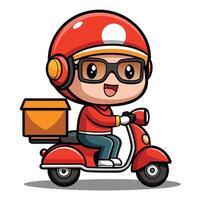 a cartoon character riding a scooter with a box on the back vector