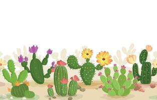 Cactus Collections seamless from right to left pattern, illustration vector