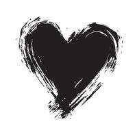 Roughly Drawn Black Heart with Ink Strokes vector