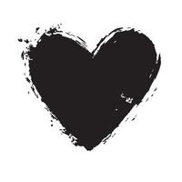 Gritty and Raw Black Heart with Heavy Brush Strokes vector