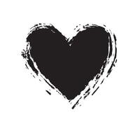 Charcoal-Textured Black Heart with Bold Edges vector