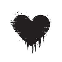 Romantic Distress Black Heart with Artistic Strokes vector