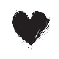 Ink-Stroked Black Heart with Texture vector