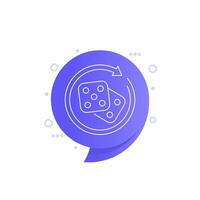 Dice icon with arrows, linear design vector