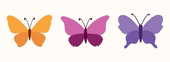 Vibrant butterfly illustration in a modern, minimal style. Colorful butterflies with soft, natural shapes and decorative leaves. vector