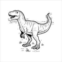 Dinosaur T-rex. outline hand drawing illustration of a dinosaur on a white background vector
