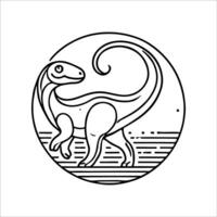 Lizard line icon on the background of the ocean. outline illustration vector