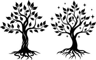 Whimsical Stylized Tree Illustration with Playful Elements Art vector