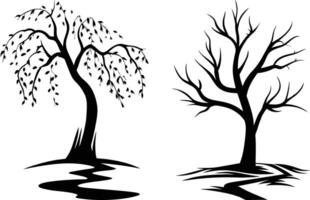 Whimsical Stylized tow Tree Illustration with Playful Elements vector