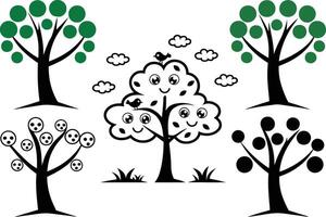 Whimsical Stylized Tree Illustration with Playful Elements vector