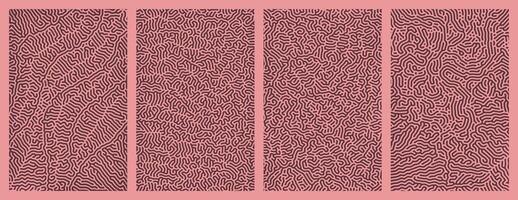 set of red maroon organic turing abstract lines pattern background. pack collection design vector