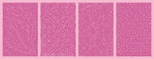 A collection of pink organic Turing abstract line patterns for background design vector