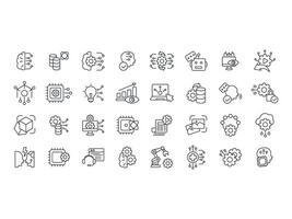 Artificial intelligence icon set.Editable stroke.linear style sign for use web design,logo.Symbol illustration. vector