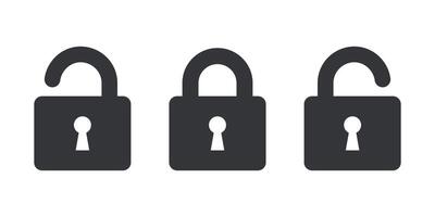 Open and Closed Padlock Icons. Unlocking Padlocks Against a White Background. vector