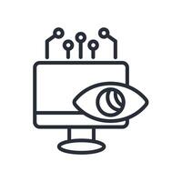 Computer Vision icon. .Editable stroke.linear style sign for use web design,logo.Symbol illustration. vector